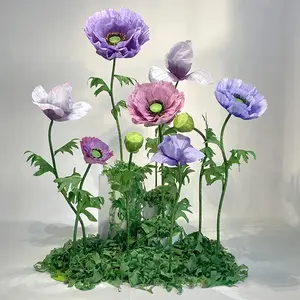 Properti dekorasi jendela E-SH001 bunga otomatis buatan tangan 3D bunga raksasa ekor asli buatan tangan untuk pernikahan besar