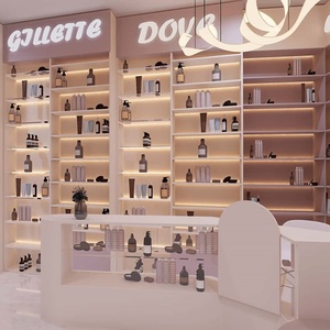 High End Custom Pink Style Cosmetics Store Interior 3D Design Complete Layout One Stop Cosmetic Shop Interior Design Ideas - Product Image 5