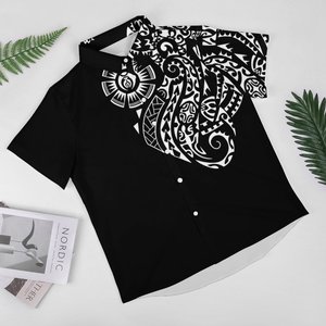 Chemises Hawaïennes de Haute Qualité pour Hommes, Vêtements Polynésiens, Motifs de Tatouages Samoans, Chemises Noires en Gros, Chemises Formelles des Îles du Pacifique - Product Image 2