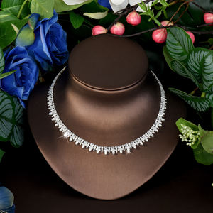 Hermoso collar y pendiente nupcial para mujer, conjunto de joyería para mujer, forma de gota de agua, CZ, accesorios nupciales para boda, - Product Image 5