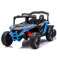 Mobil Utilitas 4 Roda untuk Anak, Pemutar MP3, Lampu LED, Tombol Start Satu Sentuhan, Indikator Daya, R/C 2.4G, UTV Listrik 24V Dengan Trailer