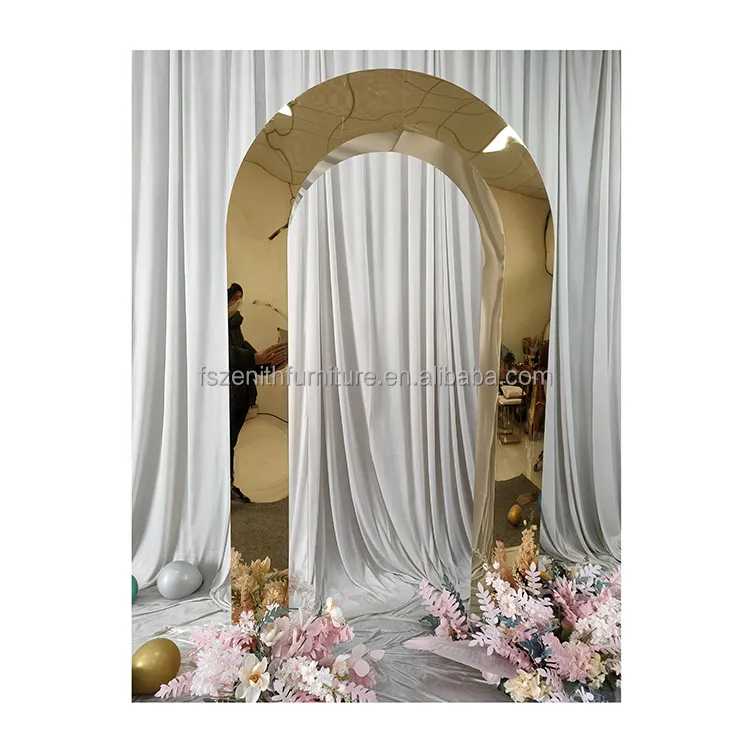 Arco de metal dourado para decoração, equipamento de decoração para casamento, moldura de balão de flor dourado para decoração de evento