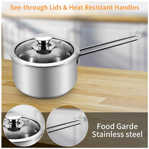Utensilios de cocina de alta resistencia de 6 piezas, juegos de utensilios de cocina de acero inoxidable revestidos de <span class=keywords><strong>3</strong></span> capas, juego de ollas y sartenes con tapa de acero inoxidable - Product Image 4