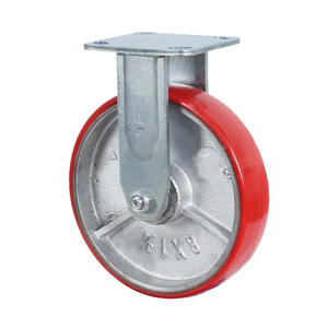 Hochwertige 500kg Tragfähigkeit Industrie Gusseisen kern <span class=keywords><strong>Red</strong></span> <span class=keywords><strong>Pu</strong></span> Swivel <span class=keywords><strong>Caster</strong></span> Lock Wheels - Product Image 2