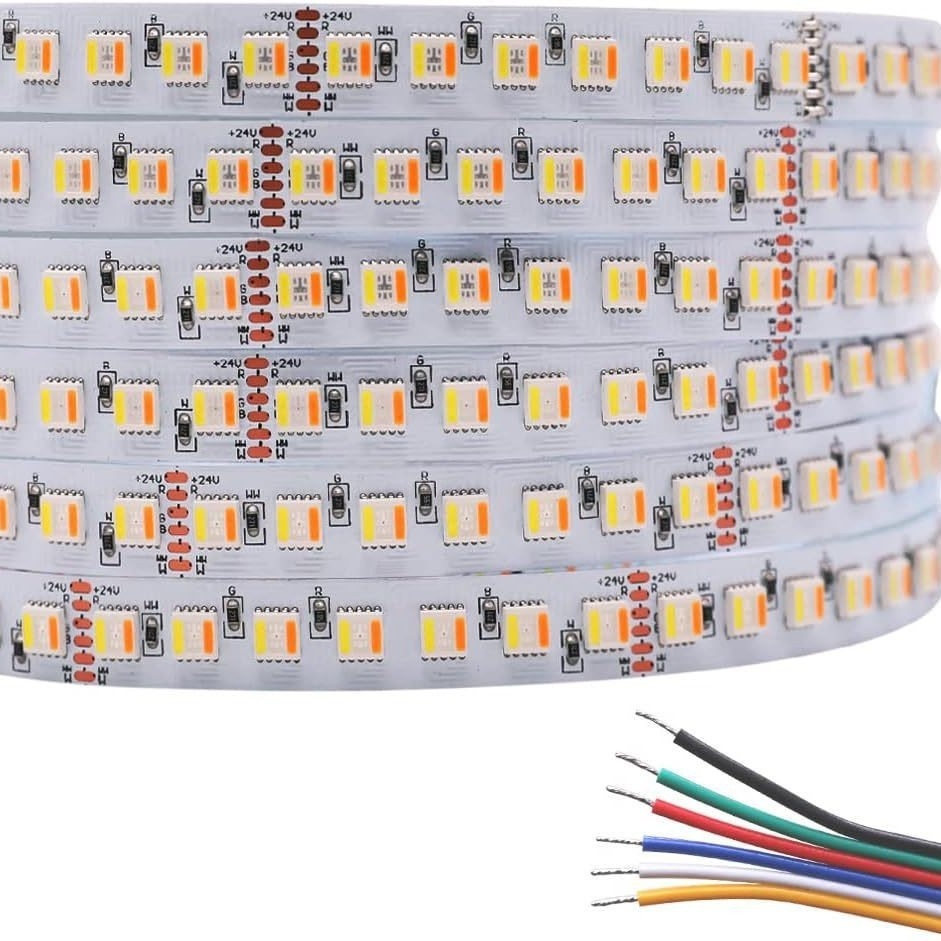 5-in-1 RGBCW 60 LEDs 24V Copper Bracket High-Brightness 90 CRI LED Strip Lights Non-Intelligent Control Dimmable KTV Lighting
