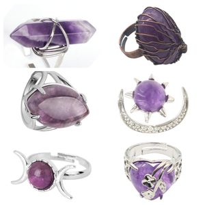 新款上市时尚精品珠宝精致多形天然紫色紫水晶女性宝石戒指 - Product Image 3
