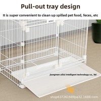 Vitrine multi-animaux en verre trempé avec cadre en fer, cage pour chien, chat, lapin, bac à litière, fermeture à loquet, rectangulaire, installation facile