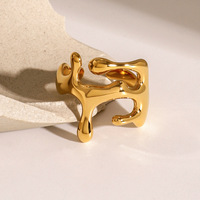 Bague ouverte ajustable en acier inoxydable Gaovo pour femmes, motif abstrait entrelacé, étanche, hypoallergénique, bijoux géométriques tendance