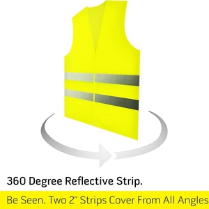 Gilets de sécurité, lot de 10, été, polyester, jaune, réfléchissant, haute visibilité, LED, bande argentée, pour hommes et femmes, travail, cyclisme, géomètre - Product Image 3
