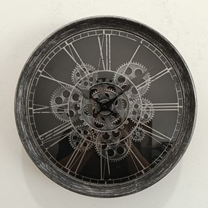 35cm lớn chất lượng cao thời gian kim loại cổ đồng hồ treo tường sắt di chuyển di chuyển bánh nghệ thuật Retro trang trí nội thất Đồng hồ dropshipping DDP - Product Image 4