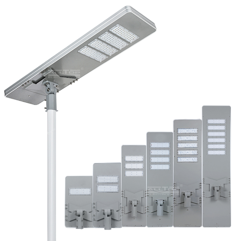 ALLTOP IP65 Adjustable Angle SMD Aluminum Square 50 100 150 200 250 300 W Outdoor All In One LED Solar Street Lamp