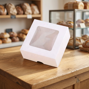 Caja de Regalo Rígida Cuadrada Biodegradable de Cartón Color Marfil con Ventana Transparente y Forro de Esponja, Embalaje de Grado Alimenticio - Product Image 3