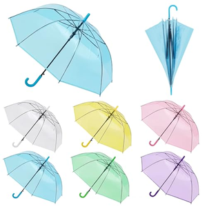 Parapluie droit transparent en PVC coloré 8K avec logo personnalisé, parapluies pour enfants, parapluies pour cadeaux d'entreprise, pour la promotion - Product Image 1