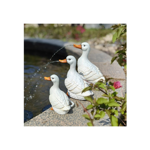 <span class=keywords><strong>Fontaine</strong></span> solaire artisanale en résine de canards blancs, style Art Déco, 10,5x16x19cm, kit d'artisanat pour ornement de jardin, décoration intérieure et extérieure, petite taille - Product Image 1