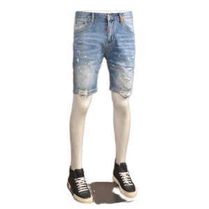 <span class=keywords><strong>Pantalones</strong></span> Cortos de Mezclilla para <span class=keywords><strong>Hombre</strong></span>, Estilo Vintage, Desgastados, con Efecto de Pintura Salpicada, Casuales para Uso Diario - Product Image 1