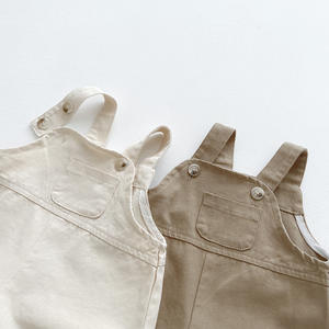 INS ropa infantil para bebés Primavera Verano niños y niñas bebé niños pequeños color sólido casual niños babero Pantalones - Product Image 4