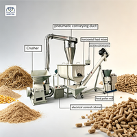 Ligne de production de granulés d'aliments pour volailles, bétail et moutons 1-2T/H pour les petites exploitations agricoles, équipement de fabrication d'aliments pour animaux.