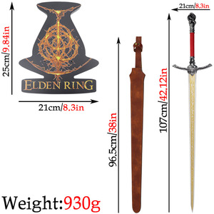 Épée Shadow of the Erdtree 107cm Rellana Twin Moon Knight, non affûtée, en métal, accessoire de cosplay, à partir de 14 ans - Product Image 1