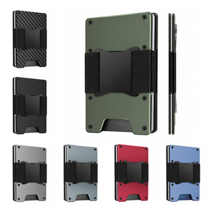 Front Pocket <b>Wallet</b> for Men <b>RFID</b> <b>Blocking</b> Credit Card Holder with Cash Strap Aluminum Laser Engraving Customizable - Product Image 1