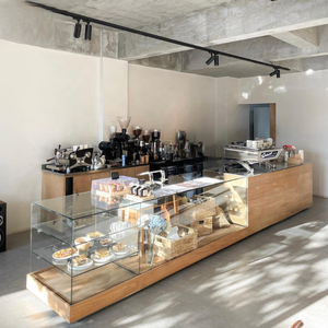 เฟอร์นิเจอร์เคาน์เตอร์บาร์ร้านกาแฟ <span class=keywords><strong>ONI</strong></span> ดีไซน์ตู้โชว์ร้านกาแฟ เคาน์เตอร์โชว์เบเกอรี่และกาแฟ ดีไซน์ตกแต่งร้านกาแฟ - Product Image 1