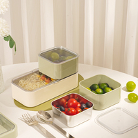 Lekfre-Boîte à lunch en acier inoxydable à double compartiment, couleur blanche et verte, boîte à bento en acier inoxydable, boîte à lunch en métal pour aliments