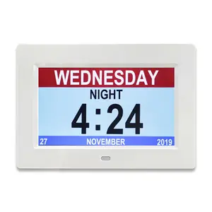 Wholesale Digital Calendar Clock 7 inch Large Display letter Talking Alarm Clock and hourly chime for Bedroom Livingroom