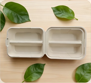 Boîtes alimentaires jetables en carton à clapet, contenants rectangulaires en pulpe pour tacos et repas à emporter - Product Image 5