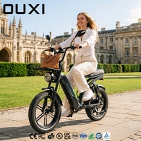 Vélo électrique urbain OUXI 20 pouces 250W 48V 16.7Ah, design élégant sans porte-bagages, cadre en acier, suspension arrière à ressort, Fatbike Q8 pour usage quotidien en ville