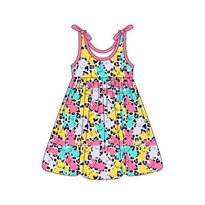 Vestido de Verano para Niña, Modelo GSD3488, Personalizado, Rojo, Sin Mangas, Hasta la Rodilla, Estampado Floral, para Regreso a Clases, Venta al por Mayor - Product Image 3