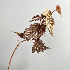 L-362 Hojas de <span class=keywords><strong>Begonia</strong></span> Artificiales al por Mayor, Hojas Verdes de Tallo Largo para Decoración de Arreglos Florales en Jarrones para Bodas y Hogar - Product Image 1