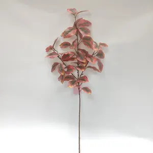 Günstige hochwertige lila Brokat Blätter Dekorationen Blumen girlande künstliche Kunststoff grüne Palme Blatt