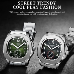 Montres de luxe NI2653 pour hommes, acier inoxydable, chronographe lumineux, bracelet en silicone, sport, étanche, montre masculine - Product Image 4