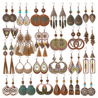 Pendientes Colgantes de Aleación con Acabado Étnico Vintage 2026, Estilo Vaquero con Borlas de Cuero, Unisex, Decoración para Aniversario