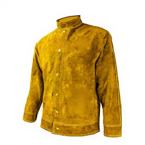 Veste de soudage ignifuge à manches longues avec fermeture boutonnée, col résistant à la chaleur 500°C, coupe régulière, coutures surjetées, jaune - Product Image 1
