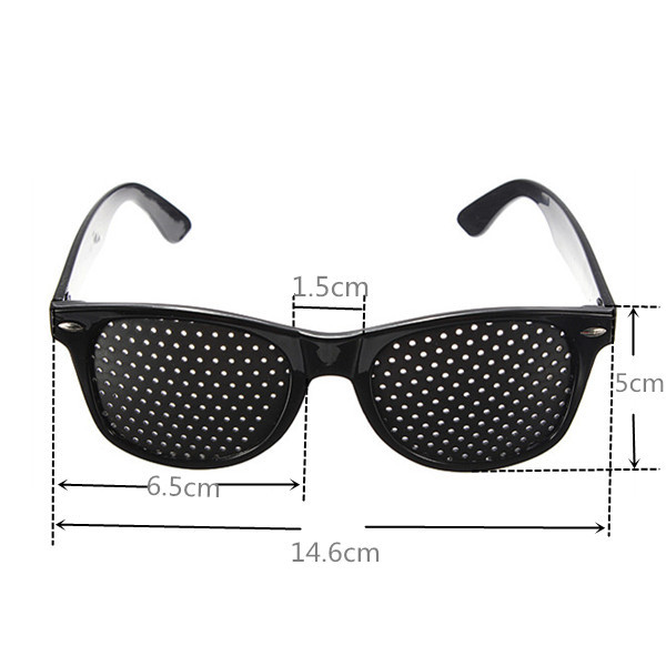 Noir Unisexe Vision Soins Trous D'épingle D'exercice de L'oeil Lunettes Sténopés Lunettes Vue D'améliorer en plastique