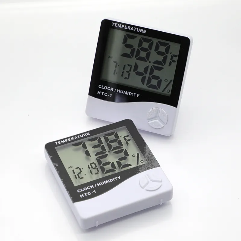 Higrometer Digital dengan Fungsi Jam, Pengukur Kelembaban Sensor Temperatur