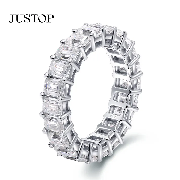 Full Diamond Eternity Band 10k White Gold/yellow Gold 7.5cts Radiant Cut Moissanite Diamond Rings Women