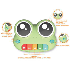Wholesale Music Piano Multifunctional <b>Hand</b> Clapping <b>Drum</b> Cartoon Frog Electronic Five Key Piano Toy - Product Image 3