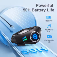 Casque de moto BT avec casque sans fil, appels mains libres, caméra vidéo DVR 1080P avec carte TF 32G