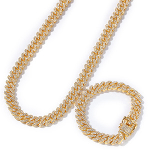 G2862 atacado hip hop corrente masculino feminino 18k banhado a ouro diamante micro cz miami cubana elo prong corrente gelado para fora colar jóias - Product Image 5