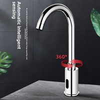 Robinet à capteur automatique pivotant à 360 degrés en laiton massif, sans contact, intelligent, à infrarouge, avec cartouche céramique, pour évier de cuisine et salle de bain
