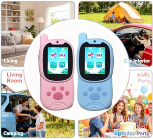 Talkie-walkie vidéo portable amélioré pour enfants, lot de 2, rechargeable avec écran et caméra pour prendre des photos, idéal pour les jeux en intérieur, le camping, la randonnée et les voyages - Product Image 3