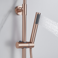Nouveau cuivre brossé mural complet salle de bain ronde ensemble de douche de pluie thermostatique avec douchette couleur laiton