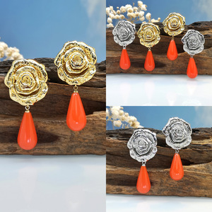Orecchini a Goccia con Fiore di Rosa per Donne, Stile Barocco Vintage, Accessori per Orecchie da Indossare Quotidianamente - Product Image 4