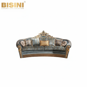 Ensemble de canapés 4 places de luxe exclusif, style baroque italien, rembourré, avec détails de couronne sculptés à la main, assise moelleuse - Product Image 1