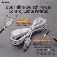 Kabel Daya USB A Male ke Open End dengan Saklar Rocker Inline 501 24AWG 80 ° C 30V untuk Lampu Strip LED Kamera CCTV Elektronik DIY
