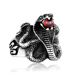 SS8-216 R steel soldier men stainless steel animal ring vintage personality charm accessores for men women fashion snake jewelry