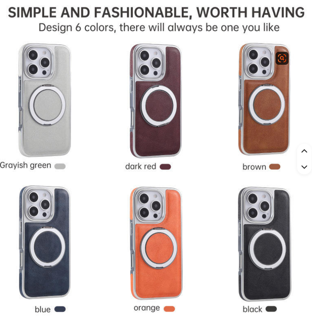 Hot Selling 360 Rotating Stand Holder Shockproof Phone Case for iPhone 17 Pro Max 16 15 PU Leather Magnetic Ring Back Cover