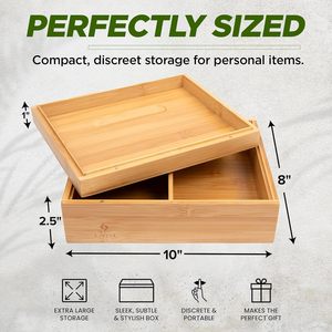 Scatola portaoggetti Subtle Rolling Tray - Grande scatola in bambù con ampio spazio per organizzare gli accessori per le erbe - Con convertibile incluso - Product Image 2