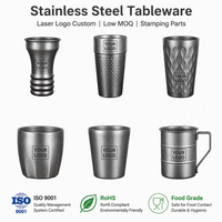 Vaisselle en acier inoxydable personnalisée avec logo laser, faible MOQ, style coréen, assiettes, bols, plats, pièces estampées pour restaurants et camping